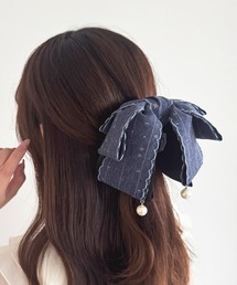 バレッタ/ヘアクリップ（ブルー・ネイビー/青色系）ファッション通販