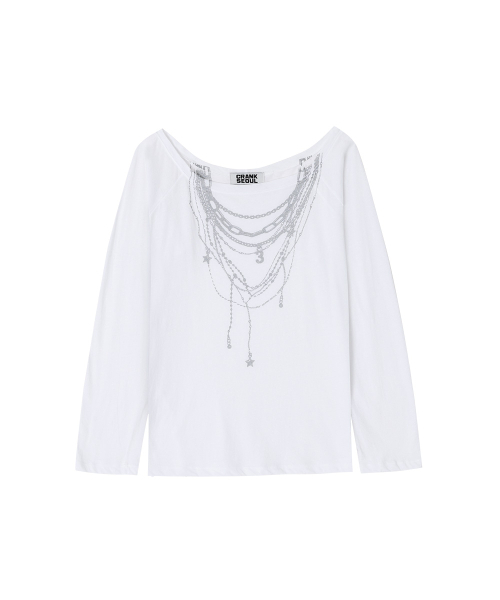CRANK(クランク)の「シア ネックレス オフショルダートップ_ホワイト(Tシャツ/カットソー・レディース・その他・FREE)」の5枚目の写真