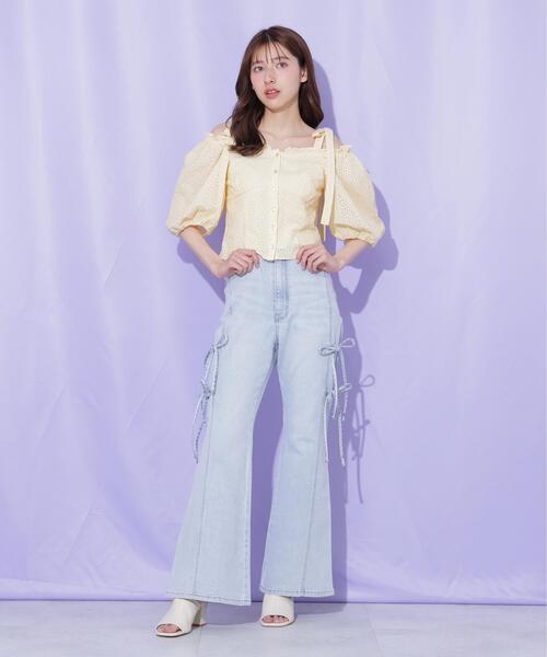 JILL by JILL STUART(ジルバイジルスチュアート)の「【再入荷】サイドリボンフレアデニム(デニムパンツ・レディース・ブルー/ネイビー・M/S)」の21枚目の写真