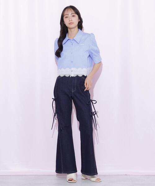 JILL by JILL STUART(ジルバイジルスチュアート)の「【再入荷】サイドリボンフレアデニム(デニムパンツ・レディース・ブルー/ネイビー・M/S)」の13枚目の写真