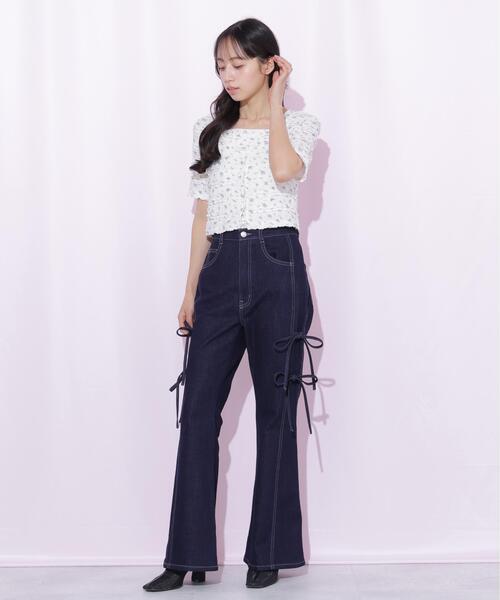 JILL by JILL STUART(ジルバイジルスチュアート)の「【再入荷】サイドリボンフレアデニム(デニムパンツ・レディース・ブルー/ネイビー・M/S)」の12枚目の写真