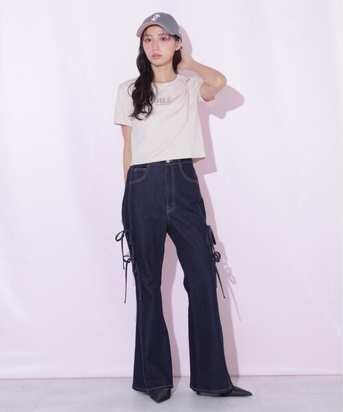 JILL by JILL STUART(ジルバイジルスチュアート)の「【再入荷】サイドリボンフレアデニム(デニムパンツ・レディース・ブルー/ネイビー・M/S)」の11枚目の写真