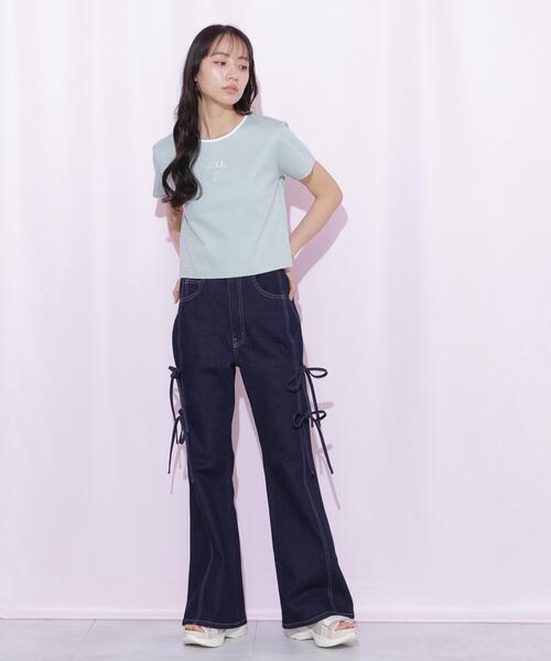 JILL by JILL STUART(ジルバイジルスチュアート)の「【再入荷】サイドリボンフレアデニム(デニムパンツ・レディース・ブルー/ネイビー・M/S)」の10枚目の写真