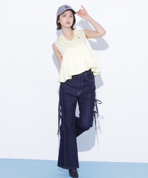JILL by JILL STUART（ジルバイジルスチュアート）の「【再入荷】サイドリボンフレアデニム（デニムパンツ・レディース・ブルー・M/S）」の17枚目の写真