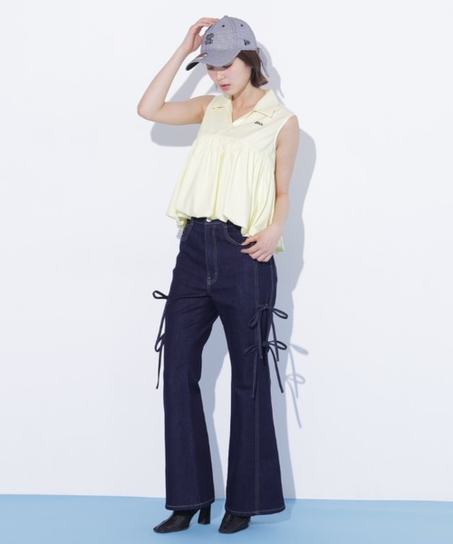 JILL by JILL STUART（ジルバイジルスチュアート）の「【再入荷】サイドリボンフレアデニム（デニムパンツ・レディース・ブルー・M/S）」の22枚目の写真