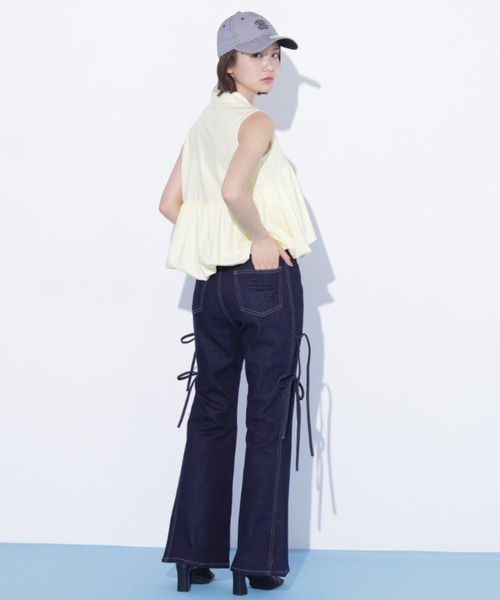 JILL by JILL STUART（ジルバイジルスチュアート）の「【再入荷】サイドリボンフレアデニム（デニムパンツ・レディース・ブルー・M/S）」の19枚目の写真
