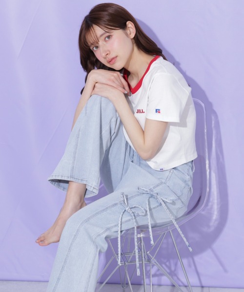 JILL by JILL STUART（ジルバイジルスチュアート）の「【再入荷】サイドリボンフレアデニム（デニムパンツ・レディース・ブルー・M/S）」の8枚目の写真