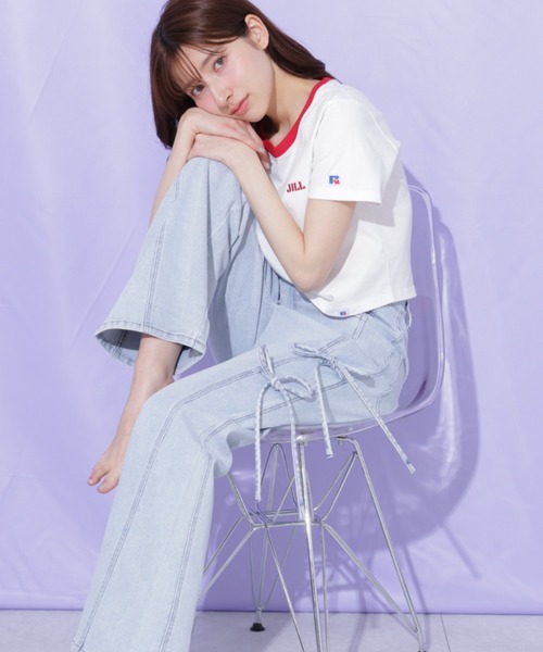 JILL by JILL STUART（ジルバイジルスチュアート）の「【再入荷】サイドリボンフレアデニム（デニムパンツ・レディース・ブルー・M/S）」の7枚目の写真