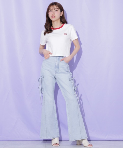 JILL by JILL STUART（ジルバイジルスチュアート）の「【再入荷】サイドリボンフレアデニム（デニムパンツ・レディース・ブルー・M/S）」の4枚目の写真
