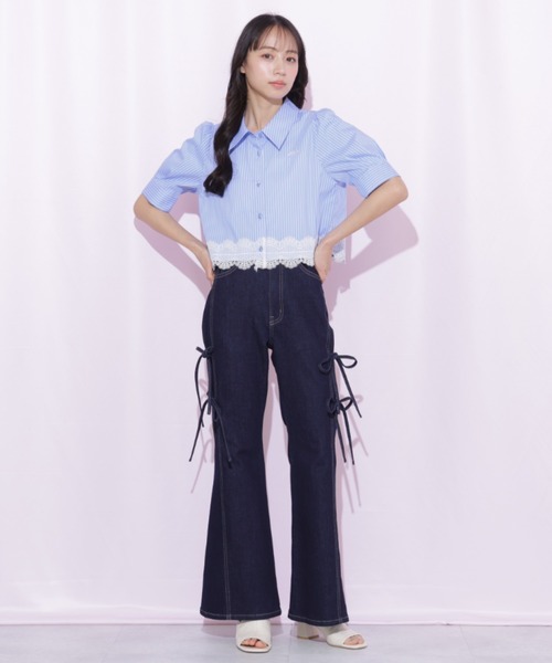 JILL by JILL STUART（ジルバイジルスチュアート）の「【再入荷】サイドリボンフレアデニム（デニムパンツ・レディース・ブルー・M/S）」の12枚目の写真