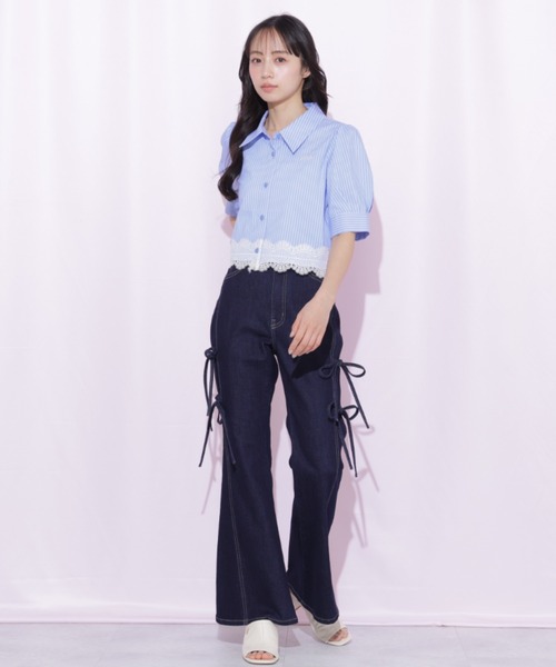 JILL by JILL STUART（ジルバイジルスチュアート）の「【再入荷】サイドリボンフレアデニム（デニムパンツ・レディース・ブルー・M/S）」の11枚目の写真
