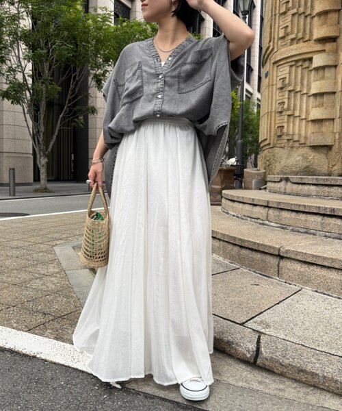 Jena espace merveilleux(ジェナ エスパスメルヴェイユ)の「【サラサラ半袖デニム】テンセルフレンチシャツ(シャツ/ブラウス・レディース・サックスブルー/ブルー/グレー・FREE)」の12枚目の写真