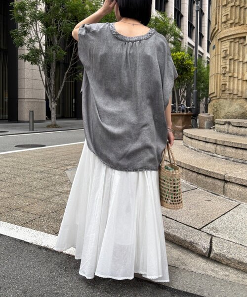 Jena espace merveilleux(ジェナ エスパスメルヴェイユ)の「【サラサラ半袖デニム】テンセルフレンチシャツ(シャツ/ブラウス・レディース・サックスブルー/ブルー/グレー・FREE)」の13枚目の写真