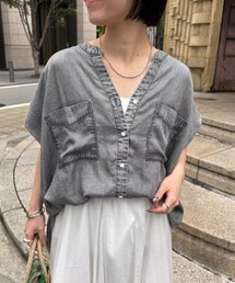 Jena espace merveilleux（ジェナ　エスパスメルヴェイユ）の「【サラサラ半袖デニム】テンセルフレンチシャツ（シャツ/ブラウス）」
