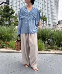 Jena espace merveilleux（ジェナ　エスパスメルヴェイユ）の「【サラサラ半袖デニム】テンセルフレンチシャツ（シャツ/ブラウス）」