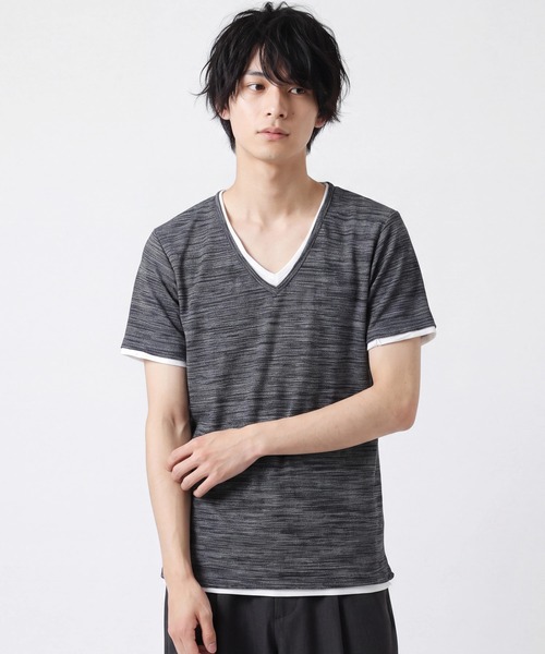 ARCHIVER(アーカイバ)の「【Bd】ユニセックス 杢天竺 レイヤード VネックTシャツ(Tシャツ/カットソー・レディース・グレー/ホワイト/ブラック/ワインレッド・X-LARGE/MEDIUM/LARGE)」の6枚目の写真