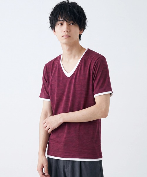 ARCHIVER(アーカイバ)の「【Bd】ユニセックス 杢天竺 レイヤード VネックTシャツ(Tシャツ/カットソー・レディース・グレー/ホワイト/ブラック/ワインレッド・X-LARGE/MEDIUM/LARGE)」の8枚目の写真