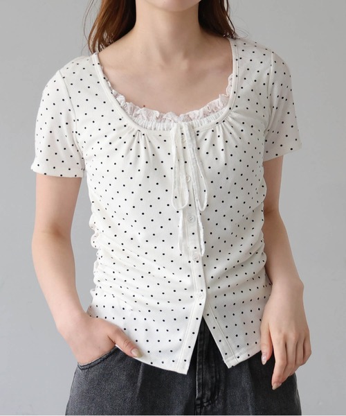 tiptop(ティップトップ)の「テレコレイヤードリボン半袖プルオーバー(Tシャツ/カットソー・レディース・ブラック/ブラック系その他/ホワイト系その他・FREE)」の2枚目の写真