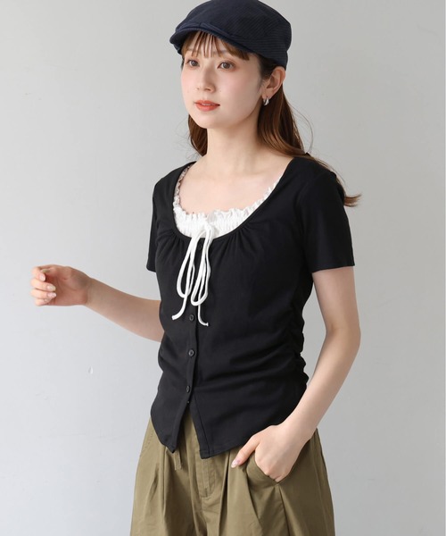 tiptop(ティップトップ)の「テレコレイヤードリボン半袖プルオーバー(Tシャツ/カットソー・レディース・ブラック/ブラック系その他/ホワイト系その他・FREE)」の20枚目の写真