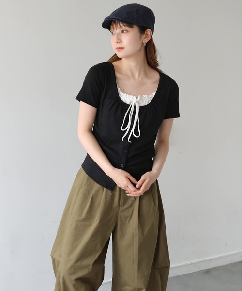 tiptop(ティップトップ)の「テレコレイヤードリボン半袖プルオーバー(Tシャツ/カットソー・レディース・ブラック/ブラック系その他/ホワイト系その他・FREE)」の21枚目の写真
