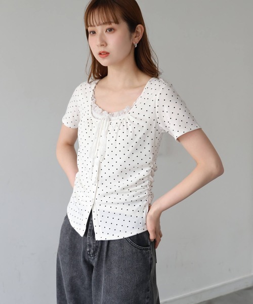 tiptop(ティップトップ)の「テレコレイヤードリボン半袖プルオーバー(Tシャツ/カットソー・レディース・ブラック/ブラック系その他/ホワイト系その他・FREE)」の5枚目の写真
