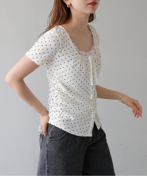 tiptop(ティップトップ)の「テレコレイヤードリボン半袖プルオーバー(Tシャツ/カットソー・レディース・ブラック/ブラック系その他/ホワイト系その他・FREE)」の8枚目の写真