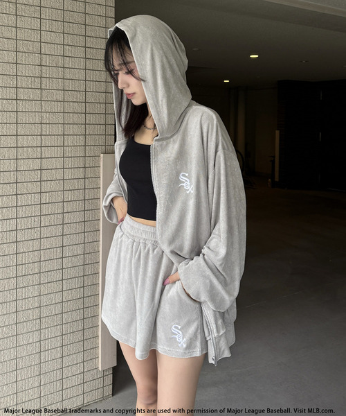CLOTHET パイル地 パーカー ショートパンツ セットアップ MLB】パイル