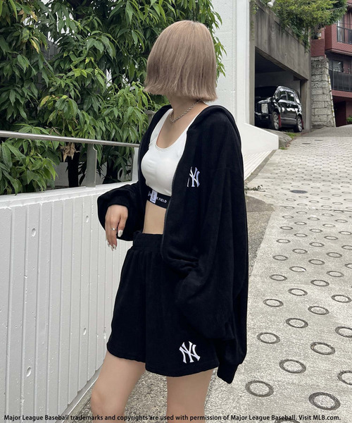 CLOTHET パイル地 パーカー ショートパンツ セットアップ MLB】パイル
