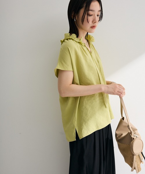 Green Parks(グリーンパークス)の「衿フリルブラウス(シャツ/ブラウス・レディース・オフホワイト/グリーン系その他3/ダークブラウン/ブルー・FREE)」の9枚目の写真