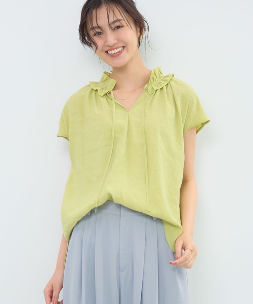 Green Parks(グリーンパークス)の「衿フリルブラウス(シャツ/ブラウス・レディース・オフホワイト/グリーン系その他3/ダークブラウン/ブルー・FREE)」の16枚目の写真
