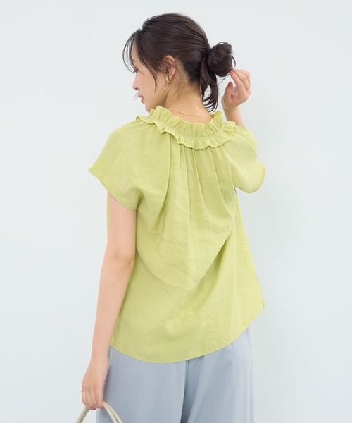 Green Parks(グリーンパークス)の「衿フリルブラウス(シャツ/ブラウス・レディース・オフホワイト/グリーン系その他3/ダークブラウン/ブルー・FREE)」の18枚目の写真