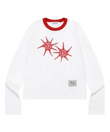 ソルナ 配色 ラウンドネック 長袖Tシャツ 男女共用 (4カラー)
