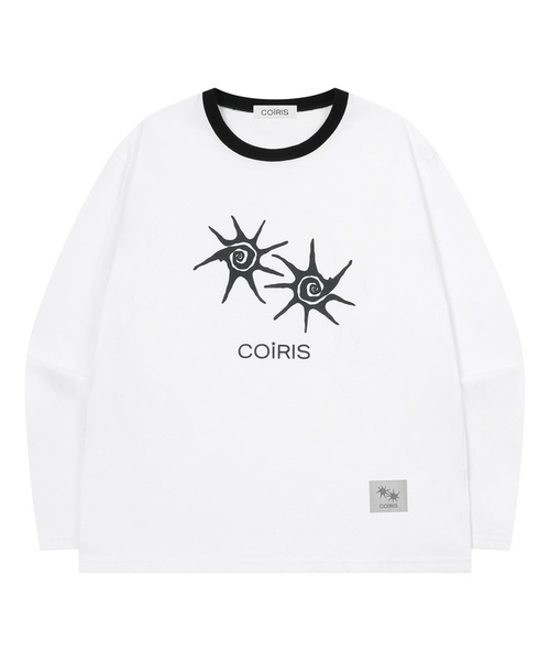 COIRIS(コイリス)の「ソルナ 配色 ラウンドネック 長袖Tシャツ 男女共用 (4カラー)(Tシャツ/カットソー・レディース・グレー/ホワイト×レッド/ホワイト×ブラック/ブラック・FREE/L size)」の3枚目の写真