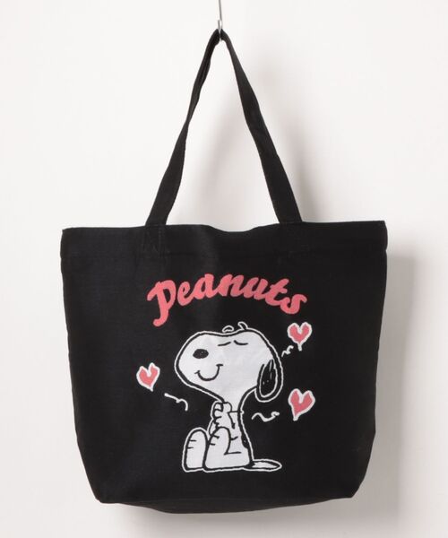 PEANUTS（ピーナッツ）の「PEANUTS スクエアジャガードトートバッグ（トートバッグ・レディース・ピンク/ブラック/ブルー/ブラック系その他・FREE）」の2枚目の写真
