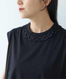 △Cotton Neck Lace french sleeves pullover