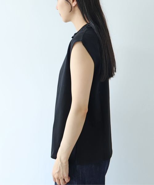 yuni（ユニ　）の「△Cotton Neck Lace french sleeves pullover（Tシャツ/カットソー・レディース・ホワイト/ブラック・FREE）」の8枚目の写真