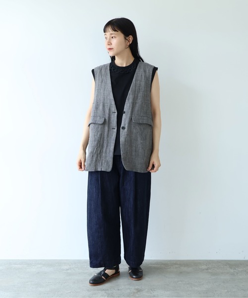 yuni（ユニ　）の「△Cotton Neck Lace french sleeves pullover（Tシャツ/カットソー・レディース・ホワイト/ブラック・FREE）」の10枚目の写真