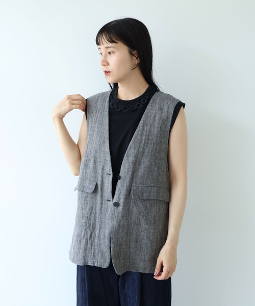 yuni（ユニ　）の「△Cotton Neck Lace french sleeves pullover（Tシャツ/カットソー・レディース・ホワイト/ブラック・FREE）」の11枚目の写真