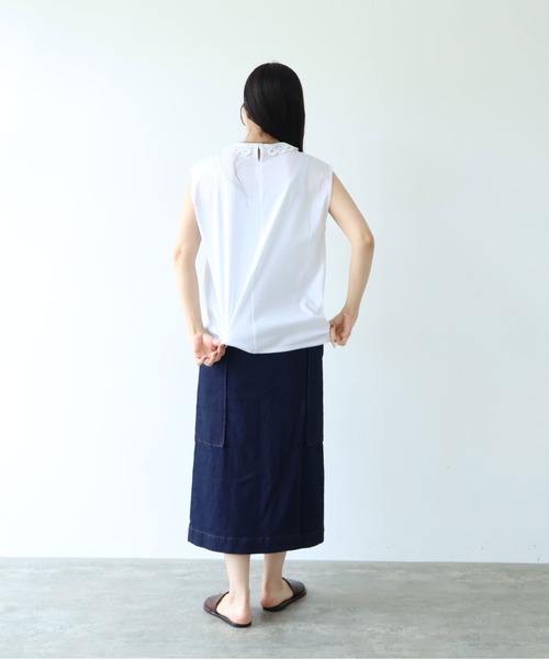yuni（ユニ　）の「△Cotton Neck Lace french sleeves pullover（Tシャツ/カットソー・レディース・ホワイト/ブラック・FREE）」の14枚目の写真