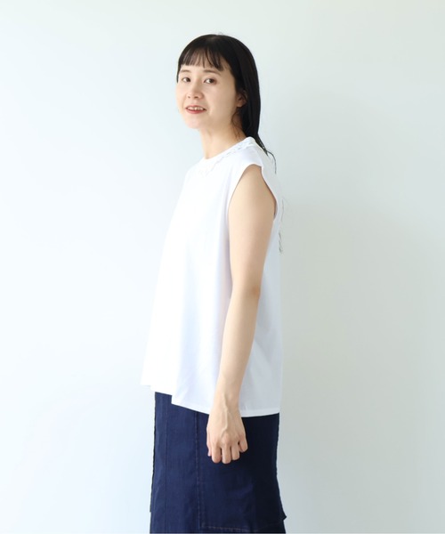 yuni（ユニ　）の「△Cotton Neck Lace french sleeves pullover（Tシャツ/カットソー・レディース・ホワイト/ブラック・FREE）」の16枚目の写真