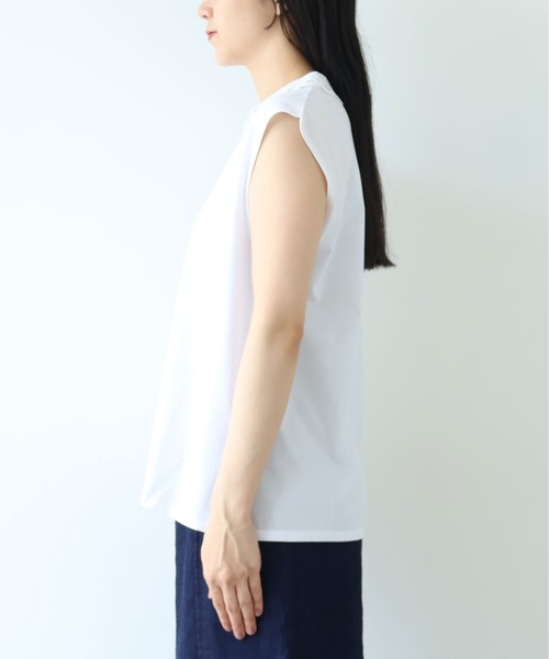 yuni（ユニ　）の「△Cotton Neck Lace french sleeves pullover（Tシャツ/カットソー・レディース・ホワイト/ブラック・FREE）」の19枚目の写真