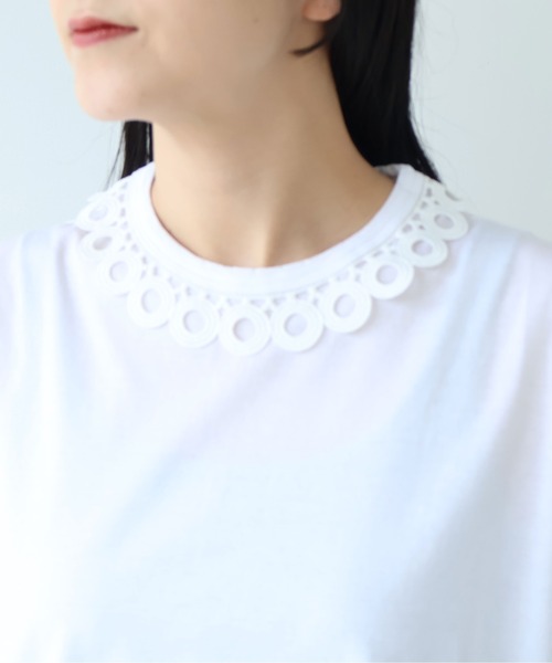 yuni（ユニ　）の「△Cotton Neck Lace french sleeves pullover（Tシャツ/カットソー・レディース・ホワイト/ブラック・FREE）」の21枚目の写真