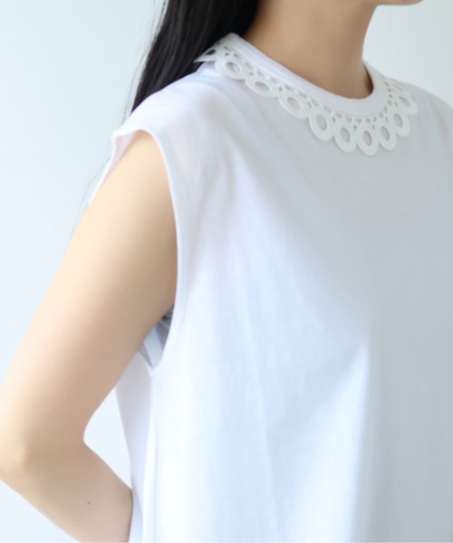 yuni（ユニ　）の「△Cotton Neck Lace french sleeves pullover（Tシャツ/カットソー・レディース・ホワイト/ブラック・FREE）」の22枚目の写真
