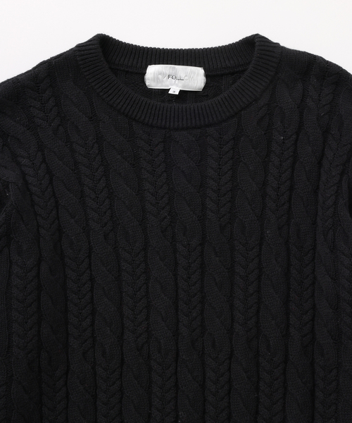 UNFOLLOW（アンフォロー）の「【FOLL / フォル】cotton cashmere cable sweater（ニット/セーター・メンズ・ブラック/レッド・2/3）」の3枚目の写真