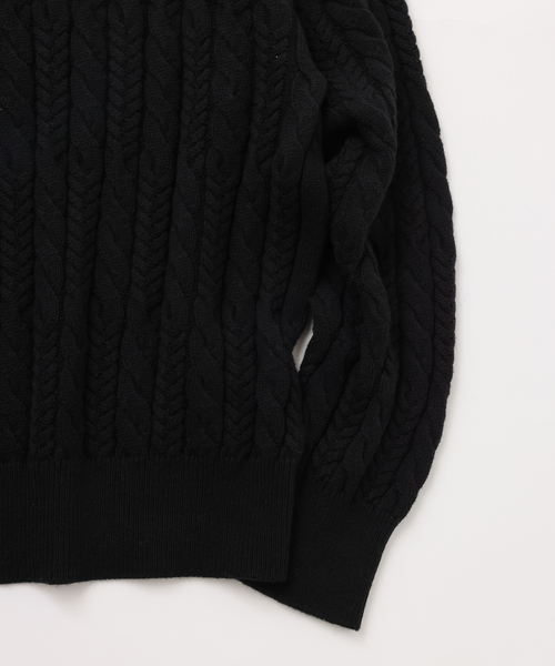 UNFOLLOW（アンフォロー）の「【FOLL / フォル】cotton cashmere cable sweater（ニット/セーター・メンズ・ブラック/レッド・2/3）」の4枚目の写真