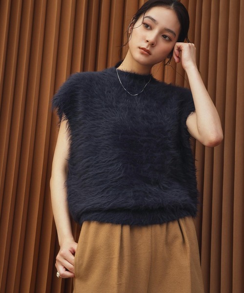 ELFRANK(エルフランク)の「【2026AW】【M~Lサイズ展開】シャギーニットベスト《着用動画あり》(ベスト・レディース・ブラック/ベージュ/ネイビー・M/L)」の1枚目の写真