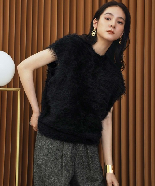 ELFRANK(エルフランク)の「【2026AW】【M~Lサイズ展開】シャギーニットベスト《着用動画あり》(ベスト・レディース・ブラック/ベージュ/ネイビー・M/L)」の5枚目の写真