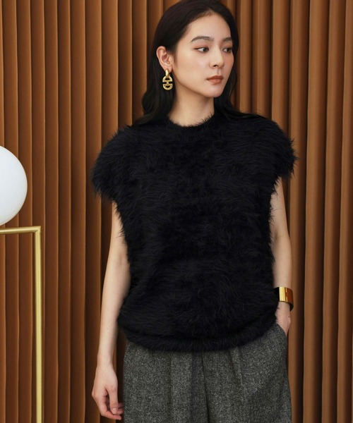ELFRANK(エルフランク)の「【2026AW】【M~Lサイズ展開】シャギーニットベスト《着用動画あり》(ベスト・レディース・ブラック/ベージュ/ネイビー・M/L)」の6枚目の写真