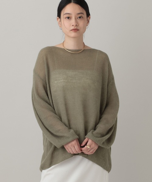 A part by(アパートバイ)の「Babyモヘヤニットプルオーバー(Tシャツ/カットソー・レディース・モスグリーン/ライトブルー/ダークブラウン/ライトベージュ・FREE)」の4枚目の写真