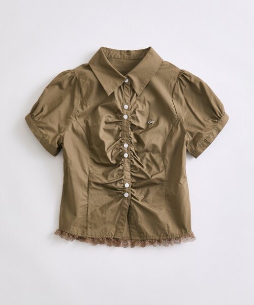 OLIVE des OLIVE(オリーブデオリーブ)の「コンパクトギャザーブラウス(シャツ/ブラウス・レディース・ブラウン/カーキ/ドット・FREE)」の12枚目の写真